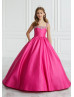 Square Neck Beaded Satin Keyhole Back Elegant Flower Girl Dress